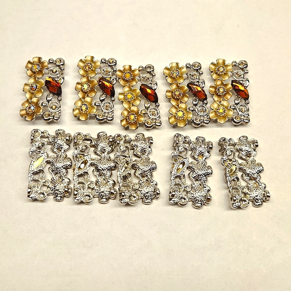 10 Piece Floral Rhinstone Connectors - Picture 1 of 4